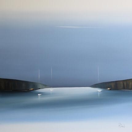 Painting Invitation à la sérénité 83 by Roussel Marie-Ange et Fanny | Painting Figurative Oil Marine, Minimalist