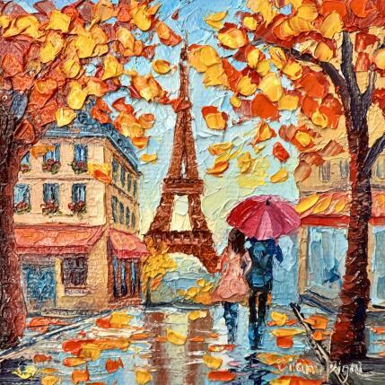 Peinture Golden Leaves of Paris par Pigni Diana | Tableau Impressionnisme Huile Architecture, Paysages, Urbain