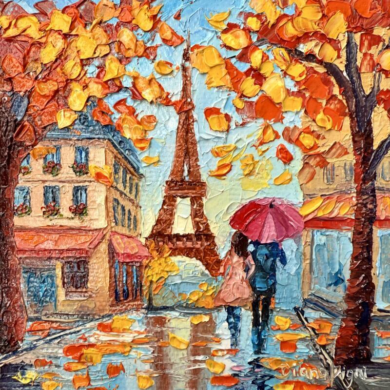 Peinture Golden Leaves of Paris par Pigni Diana | Tableau Impressionnisme Paysages Urbain Architecture Huile