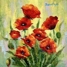 Gemälde Vibrant Dance of Poppies von Pigni Diana | Gemälde Impressionismus Öl Landschaften, Natur, Pop-Ikonen, Stillleben