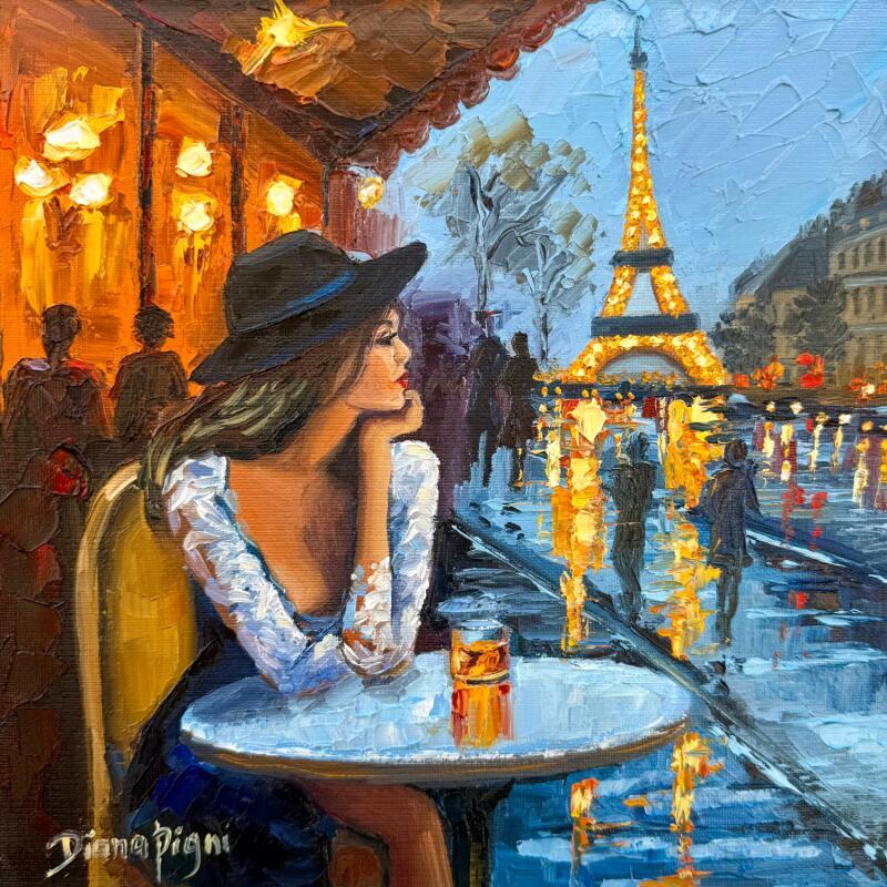 Painting An Elegant Parisienne by Pigni Diana | Painting Figurative Urban Life style Architecture Oil