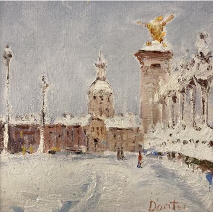 Peinture Le pont Alexandre III enneigé par Dontu Grigore | Tableau Figuratif Huile Urbain