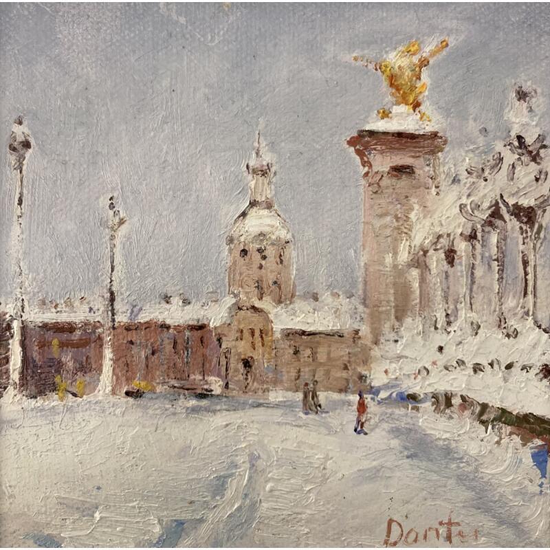 Painting Le pont Alexandre III enneigé by Dontu Grigore | Painting Figurative Urban Oil