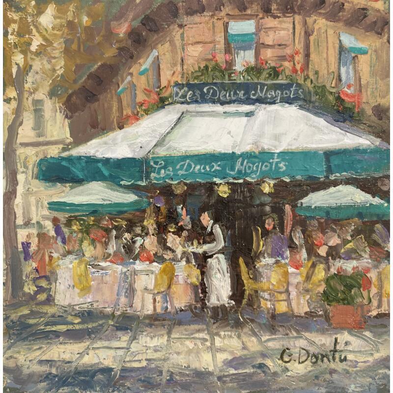 Painting  Les Deux Magots by Dontu Grigore | Painting Figurative Urban Oil