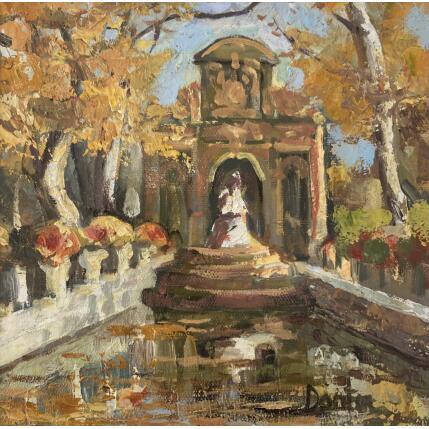 Peinture La fontaine Medici en automne par Dontu Grigore | Tableau Figuratif Huile Urbain