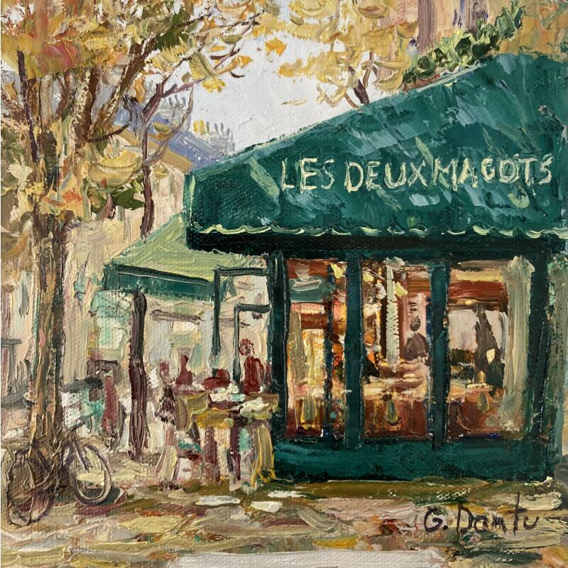 Painting Les Deux Magots en automne by Dontu Grigore | Painting Figurative Urban Oil