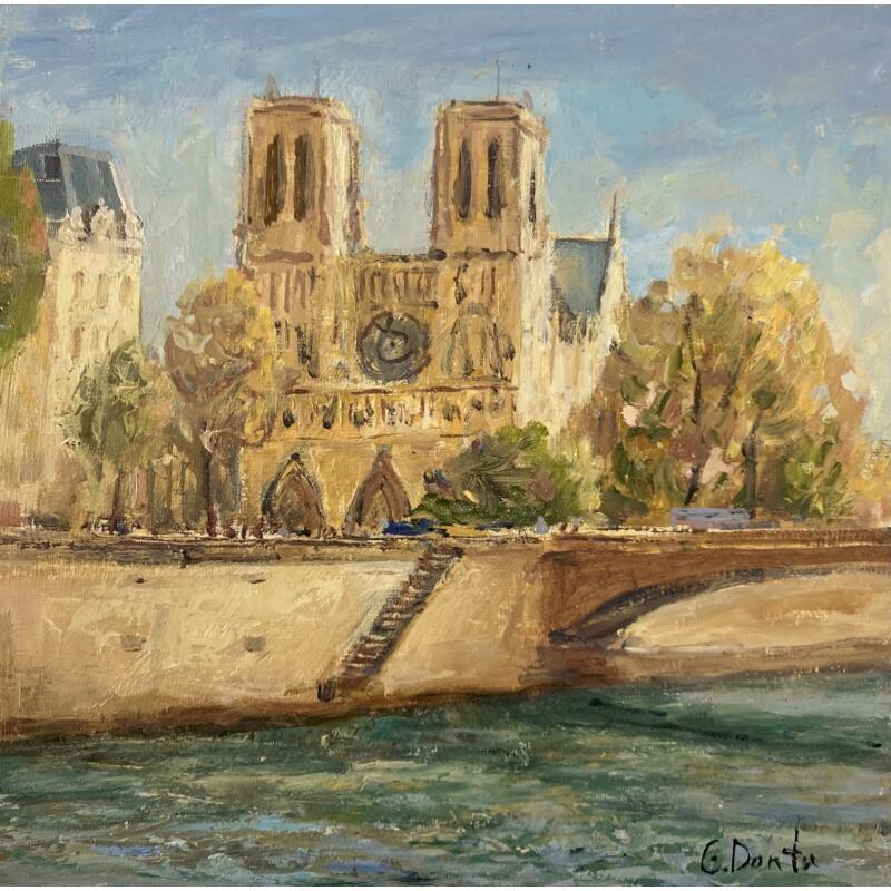 Painting Notre Dame en plein air by Dontu Grigore | Painting Figurative Urban Oil