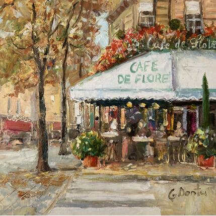 Peinture Café de Flore 2 par Dontu Grigore | Tableau Figuratif Huile Urbain