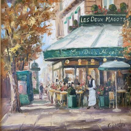Peinture Les Deux Magots par Dontu Grigore | Tableau Figuratif Huile Urbain