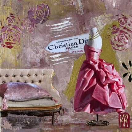 Peinture Premier bal  par Romanelli Karine | Tableau Figuratif Acrylique, Collage, Feuille d'or, Papier, Pastel, Posca Mode