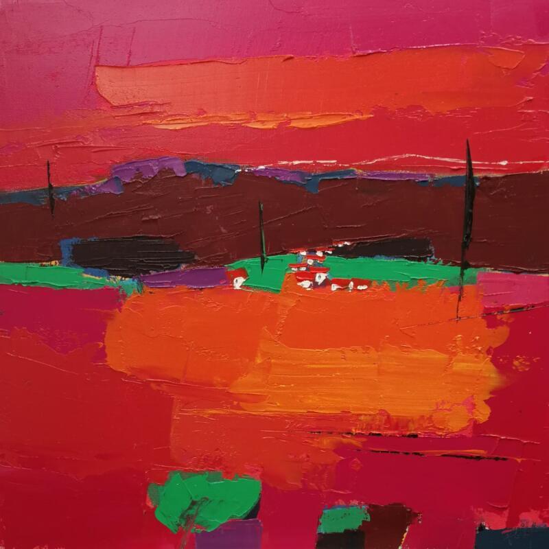 Painting INTENSE by L'huillier Françis | Painting Abstract Landscapes Oil