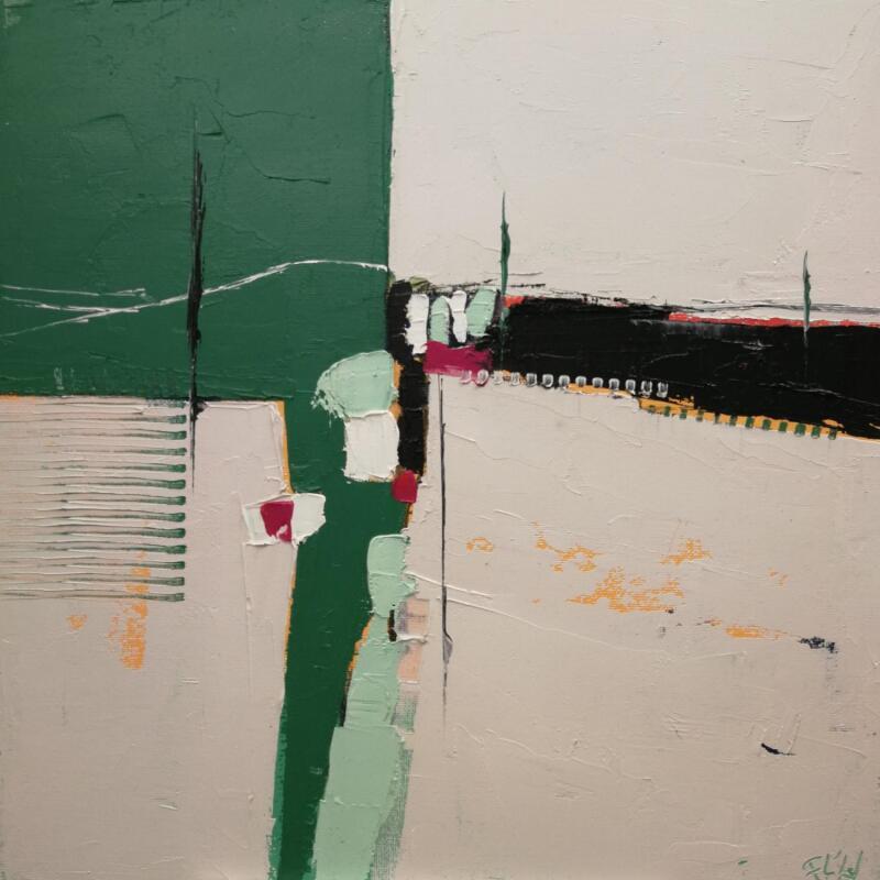 Peinture UN CARRE DE VERDURE par L'huillier Françis | Tableau Abstrait Paysages Huile