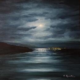 Painting Lueurs nocturnes  by Rochette Patrice | Painting Figurative Oil Marine