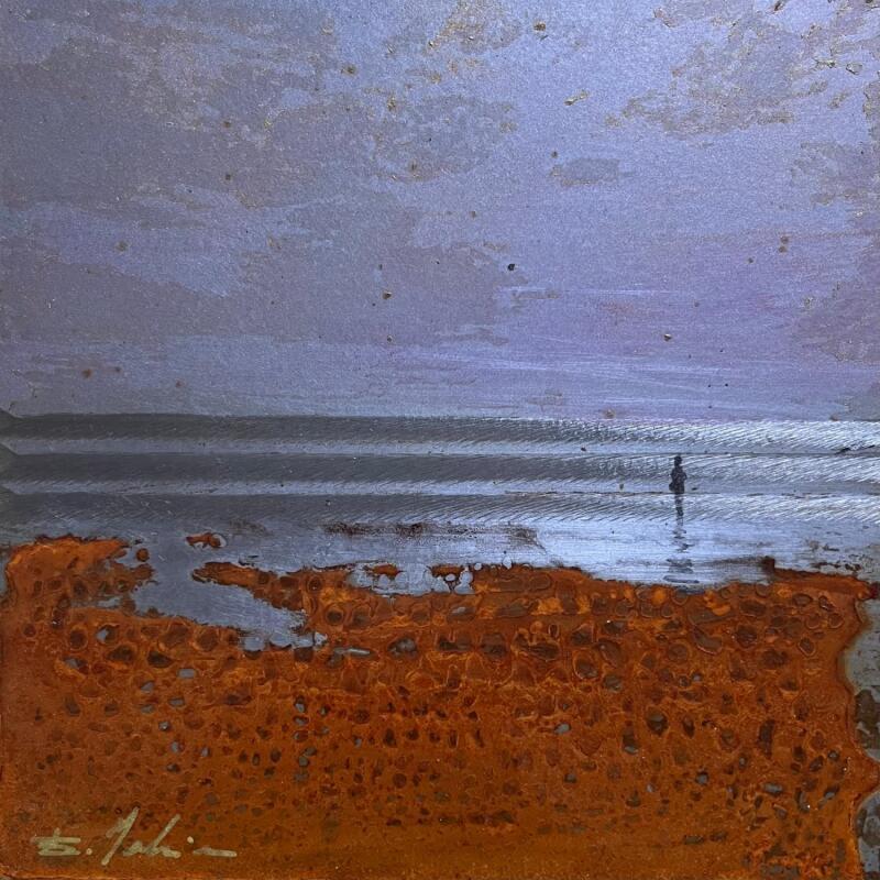 Painting Nocturne à la plage by Mahieu Bertrand | Painting Figurative Landscapes Metal