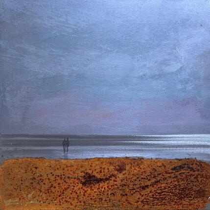 Peinture Couple plage du Lido  par Mahieu Bertrand | Tableau Figuratif Métal Paysages