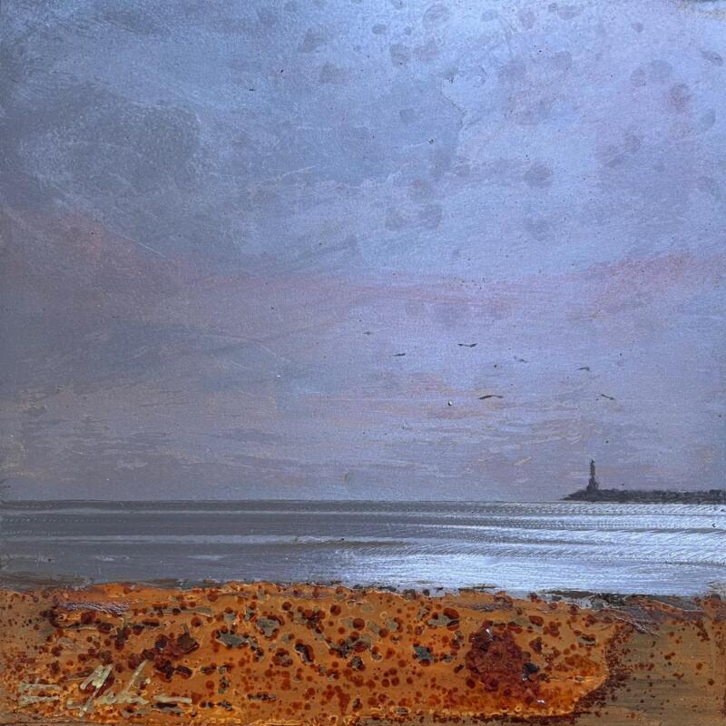 Painting La jetée  by Mahieu Bertrand | Painting Figurative Landscapes Metal