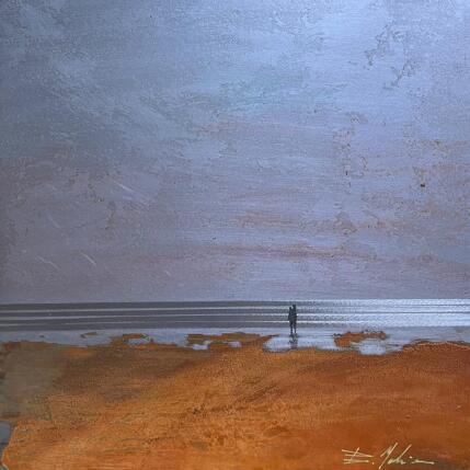 Peinture Couple plage des trois digues  par Mahieu Bertrand | Tableau Figuratif Métal Paysages