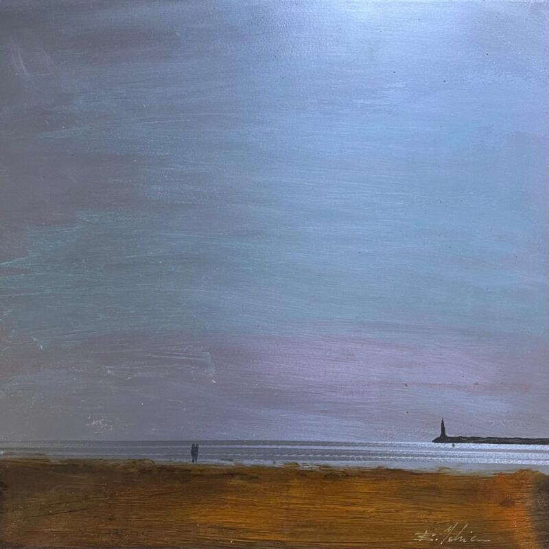 Painting La jetée  by Mahieu Bertrand | Painting Figurative Landscapes Metal