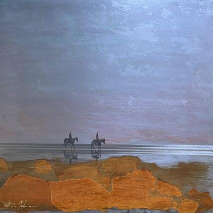 Peinture Balade nocturne  par Mahieu Bertrand | Tableau Figuratif Métal Paysages