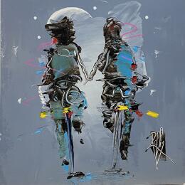 Painting Main Dans Ta Main by Raffin Christian | Painting Figurative Oil Life style, Pop icons