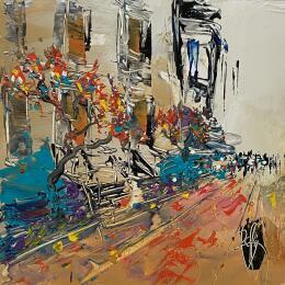 Painting Rue coloriée by Raffin Christian | Painting Figurative Oil Pop icons, Urban