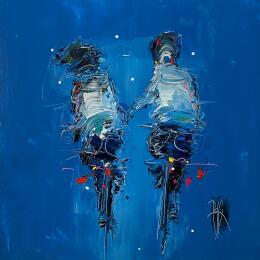 Painting Partage by Raffin Christian | Painting Figurative Oil Life style