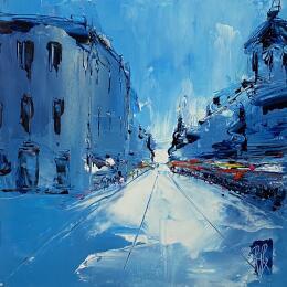 Painting Rue sans fin by Raffin Christian | Painting Figurative Oil Urban
