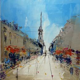 Peinture Centre ville par Raffin Christian | Tableau Figuratif Huile Urbain