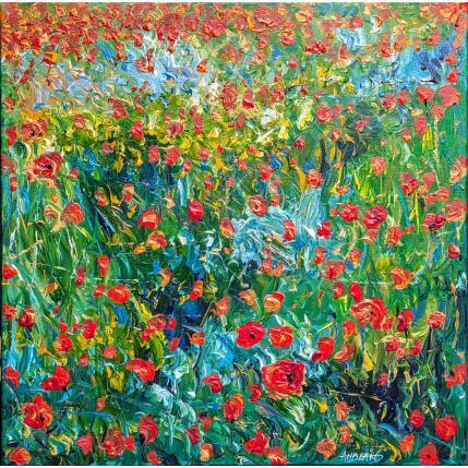 Peinture Coquelicots dans le pré par Amblard Florence | Tableau Impressionnisme Acrylique Nature