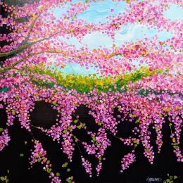 Painting Fleurs de cerisier by Amblard Florence | Painting Impressionism Acrylic Nature