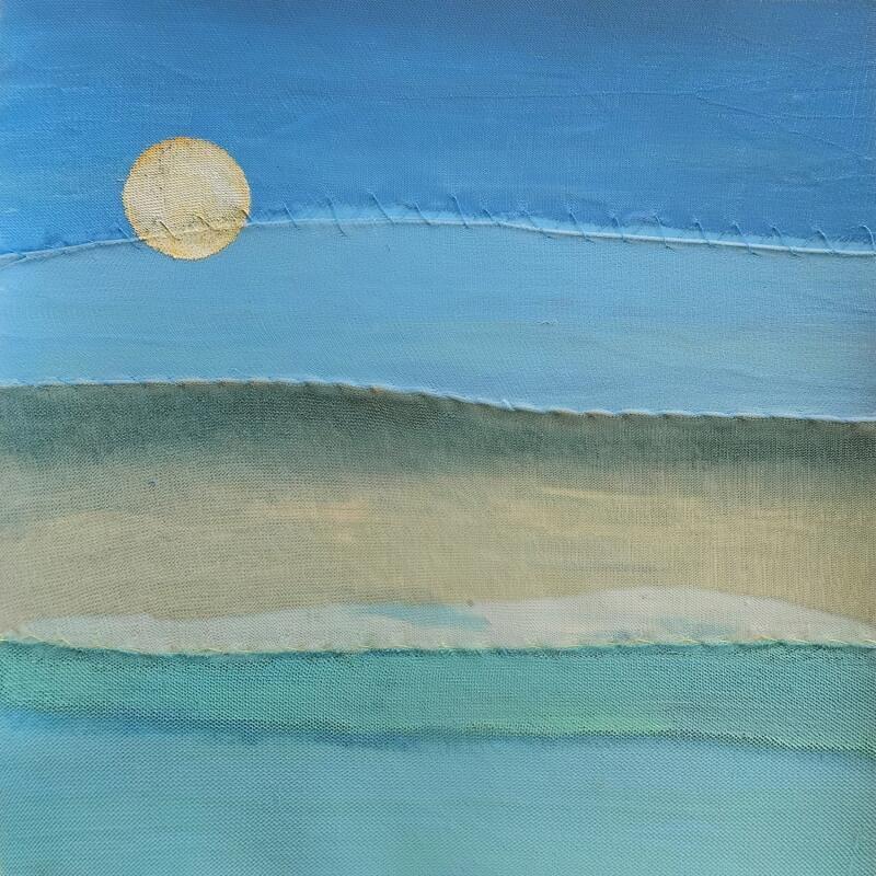 Painting Landes #1 by Settimia Taroux | Painting Figurative Landscapes Acrylic Textile Upcycling