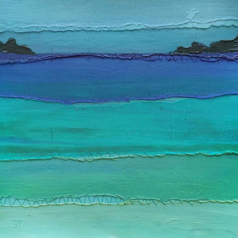 Peinture Plage #2 par Settimia Taroux | Tableau Figuratif Paysages Marine Acrylique Textile