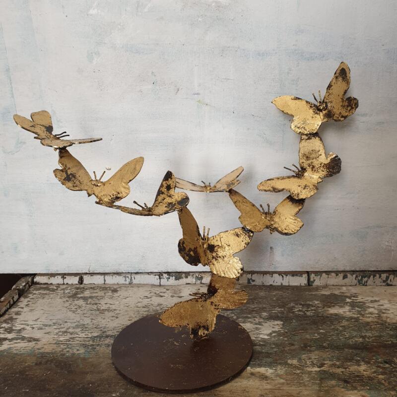 Sculpture Envolée de papillons par Eres Nicolas | Sculpture Figuratif Animaux Métal