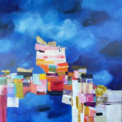 Gemälde Le pont reconstruit von Lau Blou | Gemälde Abstrakt Acryl, Blattgold, Collage, Pappe, Pastell