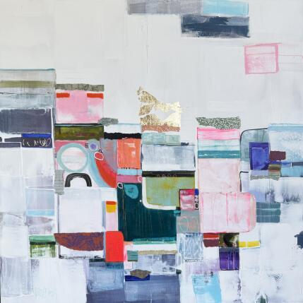 Gemälde Derrière les murs von Lau Blou | Gemälde Abstrakt Acryl, Blattgold, Collage, Pappe, Pastell