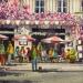 Painting Café rue de Rivoli by Decoudun Jean charles | Painting Figurative Urban Watercolor