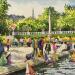 Peinture Les petits bateaux du bassin du Luxembourg par Decoudun Jean charles | Tableau Figuratif Urbain Aquarelle