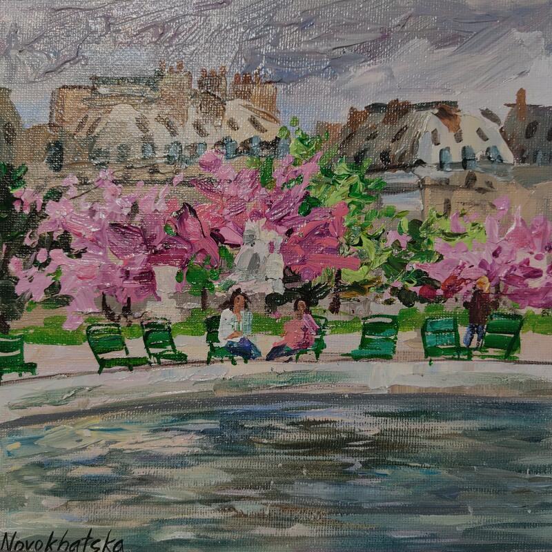 Peinture Jardin des Tuileries  par Novokhatska Olga | Tableau Figuratif Urbain Huile Acrylique