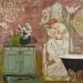 Painting L’heure du bain  by Romanelli Karine | Painting Figurative Life style Acrylic Gluing