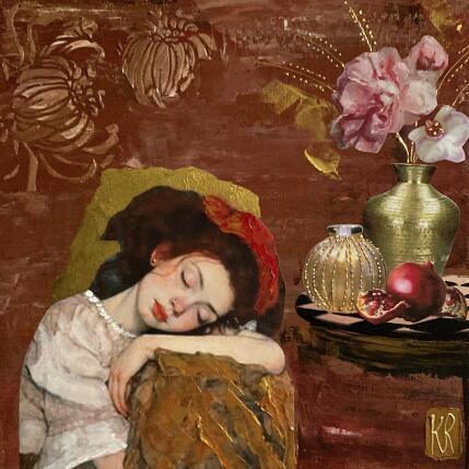 Painting Le doux sommeil  by Romanelli Karine | Painting Figurative Acrylic, Gluing Life style, Portrait