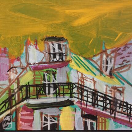 Painting Ici les pigeons savent tout ! by Anicet Olivier | Painting Figurative Acrylic, Pastel Architecture, Urban