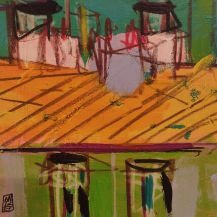 Peinture Les rayons sont perdus sur le toit par Anicet Olivier | Tableau Figuratif Acrylique, Pastel Architecture, Urbain