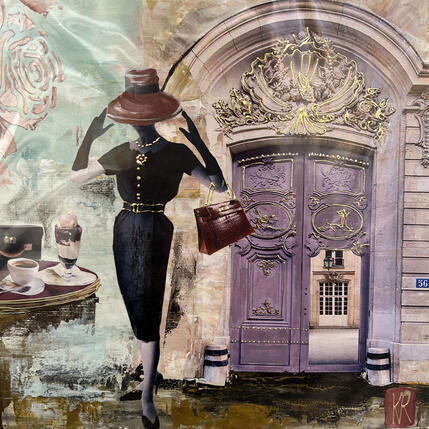 Painting La parisienne by Romanelli Karine | Painting Figurative Acrylic, Gluing