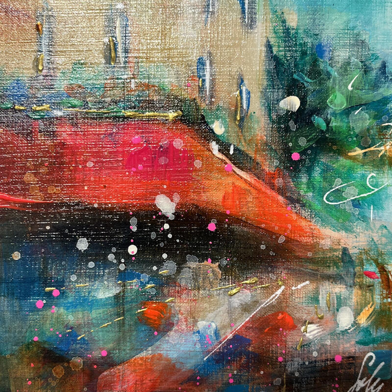 Peinture Café Rouge par Solveiga | Tableau Acrylique