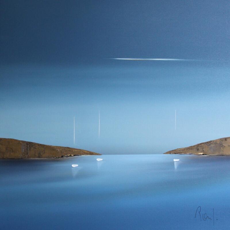 Painting Douceur marine 83 by Roussel Marie-Ange et Fanny | Painting Figurative Marine Minimalist Oil