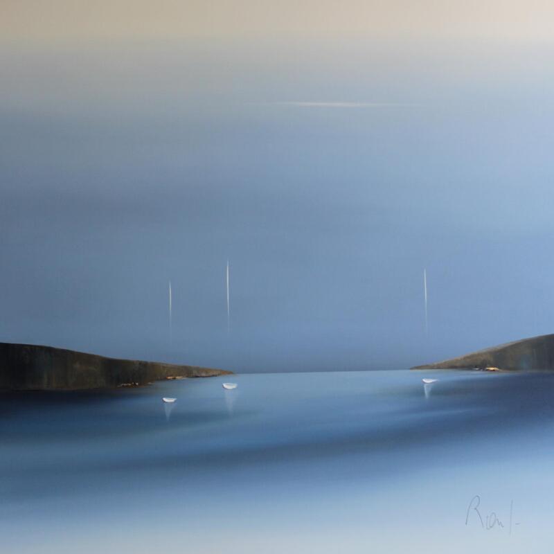 Painting Evasion marine 83 by Roussel Marie-Ange et Fanny | Painting Figurative Marine Minimalist Oil