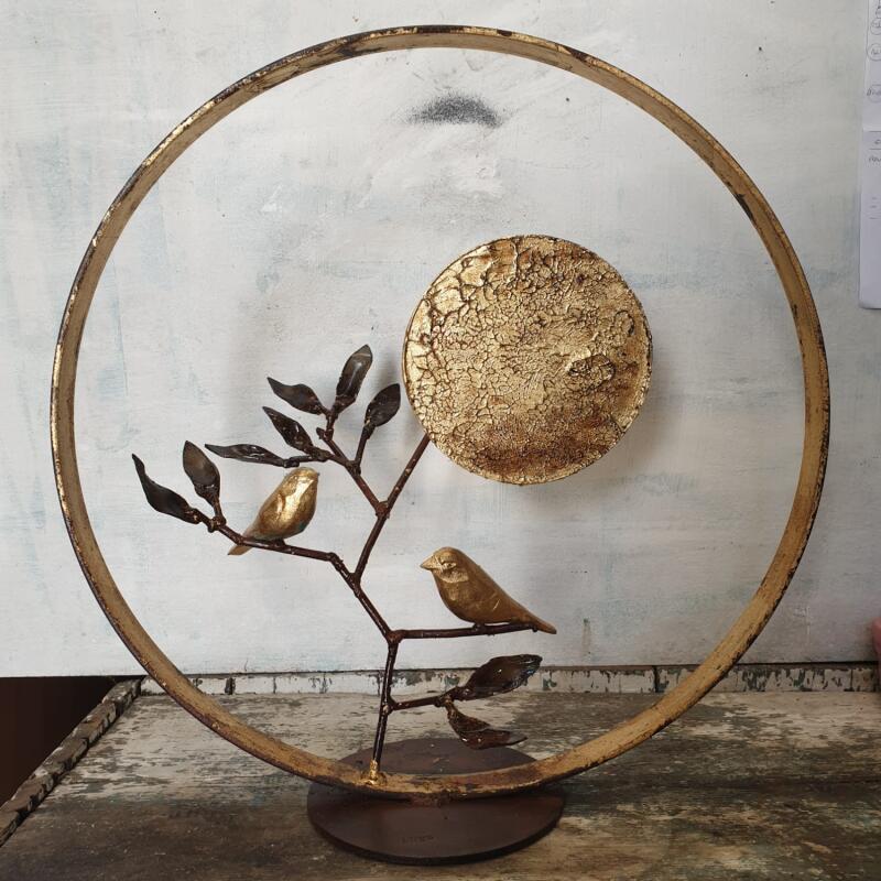 Sculpture Oiseau sous soleil doré  par Eres Nicolas | Sculpture Figuratif Animaux Métal