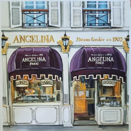 Peinture Sweet Angelina. Paris par Rasa | Tableau Figuratif Acrylique Urbain