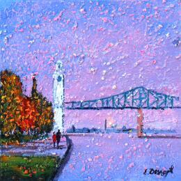 Painting Crépuscule à Montréal by Dessapt Elika | Painting Impressionism Acrylic, Sand