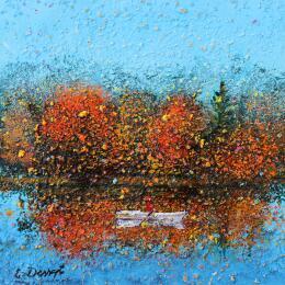 Painting Brume d'automne sur le lac by Dessapt Elika | Painting Impressionism Acrylic, Sand Pop icons